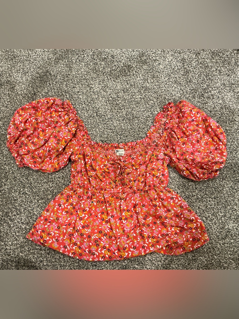Billabong Coral Floral Off-Shoulder Peplum Top